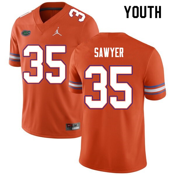 Youth #35 William Sawyer Florida Gators College Football Jersey Orange
